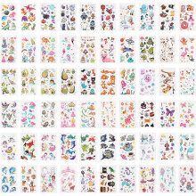Temporary Tattoo for Kids, 60 Sheets Mermaid Animal Dinosaur Cartoon Tattoo Stickers, Waterproof Cartoon Fake Tattoo Sticker