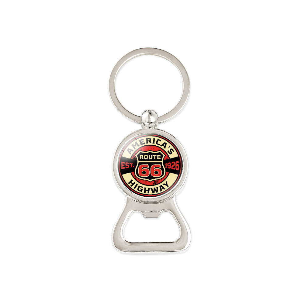 (04) Modern Simple Route 66 Keychain Bottle Opener Stylish Minimalist Design