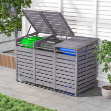 Grey Wheelie Bin Storage Triple Fir Wooden Store Outdoor Garden Dustbin Shed Cupboard