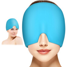 (Blue) Migraine Relief Cap, Reusable Cold Hot Therapy Migraine&Headache Relief Cap, Single-Sided Gel Ice Hot Head Wrap for Chronic Migraine