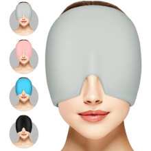 (Gray) Migraine Relief Cap, Reusable Cold Hot Therapy Migraine&Headache Relief Cap, Single-Sided Gel Ice Hot Head Wrap for Chronic Migraine