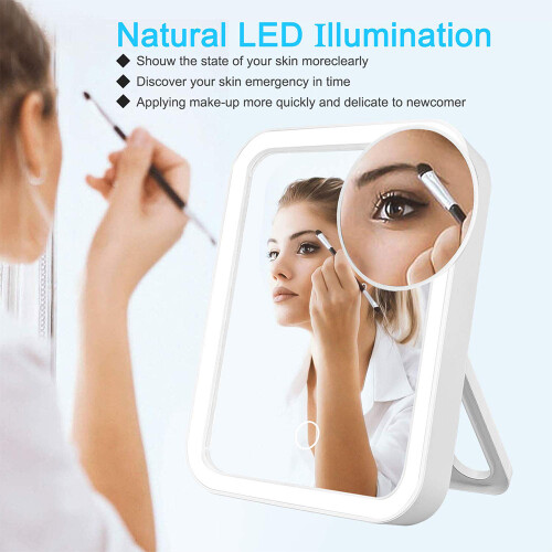 Makeup Mirror Touch Screen Lighted up Mirror with LED Brightness with 3 Adjustable Light Settings Portable USB 1