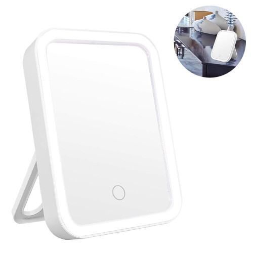 Makeup Mirror Touch Screen Lighted up Mirror with LED Brightness with 3 Adjustable Light Settings Portable USB