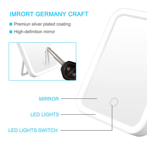Makeup Mirror Touch Screen Lighted up Mirror with LED Brightness with 3 Adjustable Light Settings Portable USB 2