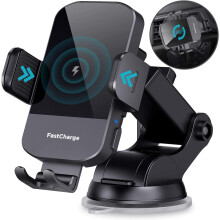 Wireless Car Charger, 15W Fast Charging Auto Clamping Car Charger Phone Mount for iPhone 11 Pro Max Xs, Samsung Galaxy S10+(Black)