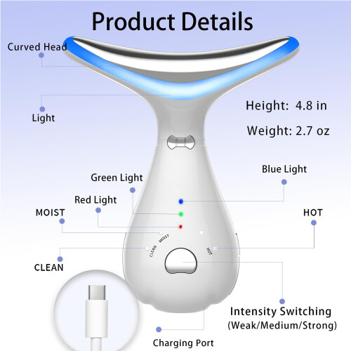 Masseur de cou du visage à LED 3 couleurs élimination (white) 2