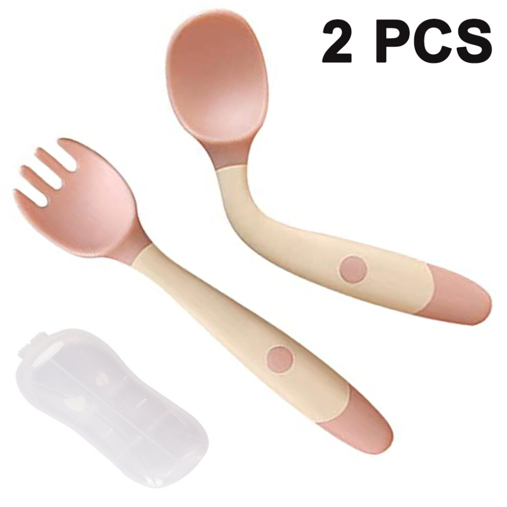 Yohou Baby Utensils Spoons Forks 2 Sets,Cute Toddlers Feeding Training Spoon