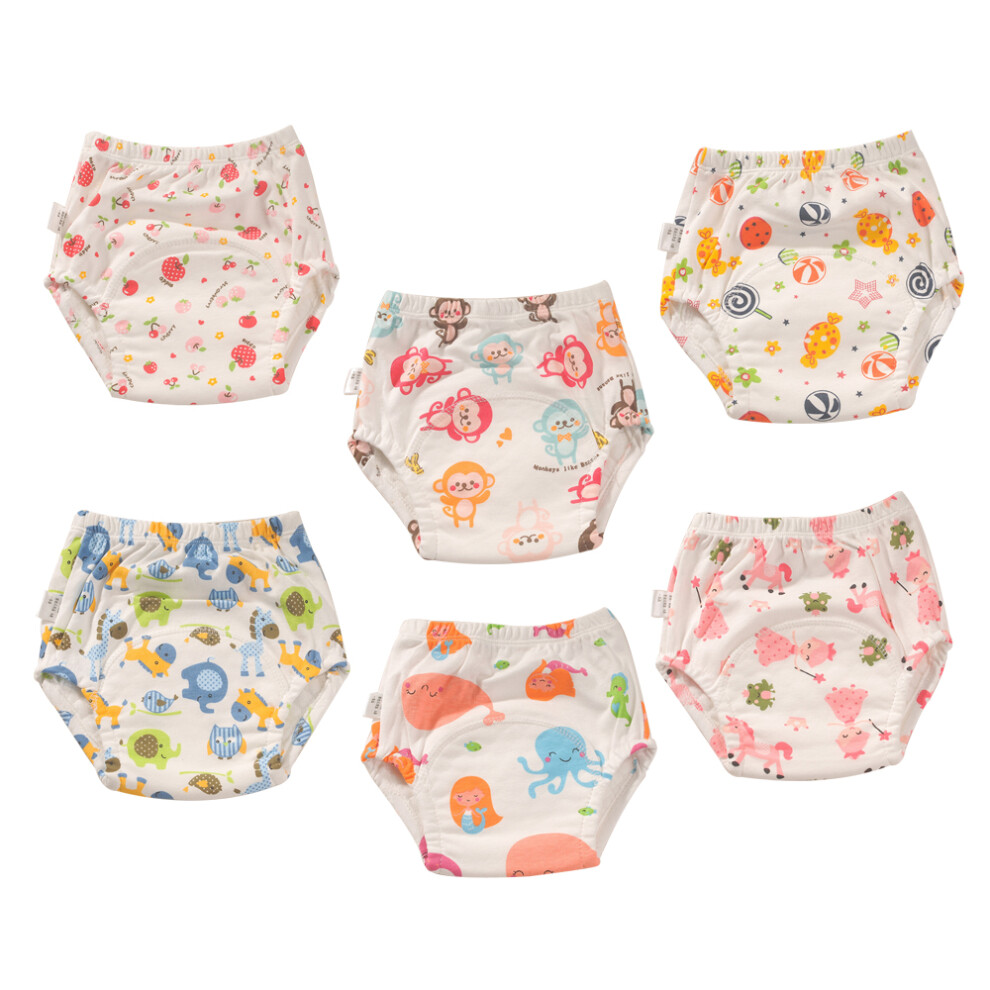Cotton Reusable Baby Training Pants Unisex Potty Toddler Underpants Kids Waterproof Breathable Underwear 6-Pack-110Size Yohou
