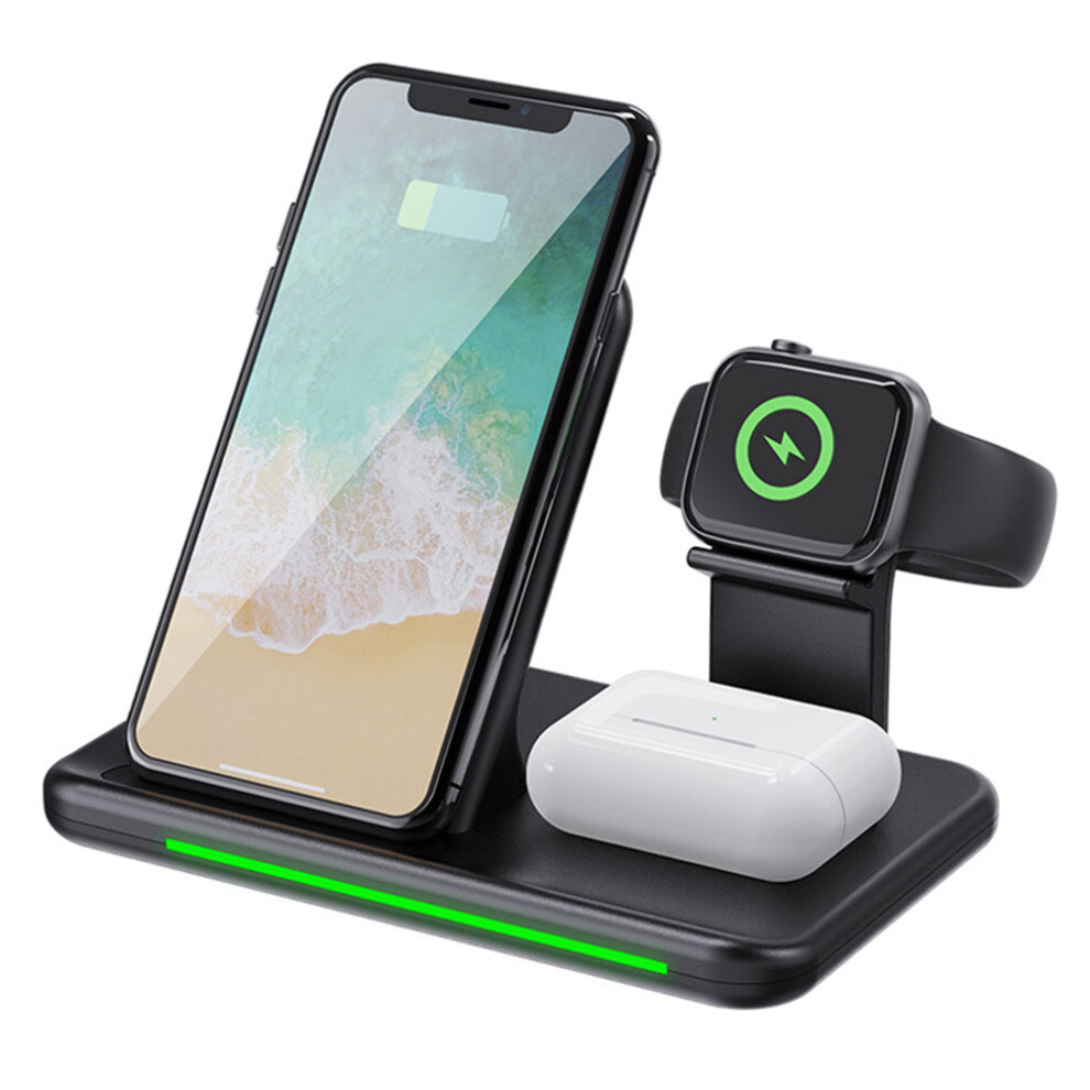4-In-1 Wireless Charging Dock - Compatible With Iphone/Iwatch/Airpods Range Of Devices. Black 9379360732175