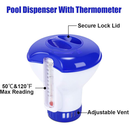 5 Centimeter Swimming Pool Chlorinator Doser with Thermometer, swimming pool float dispenser 2