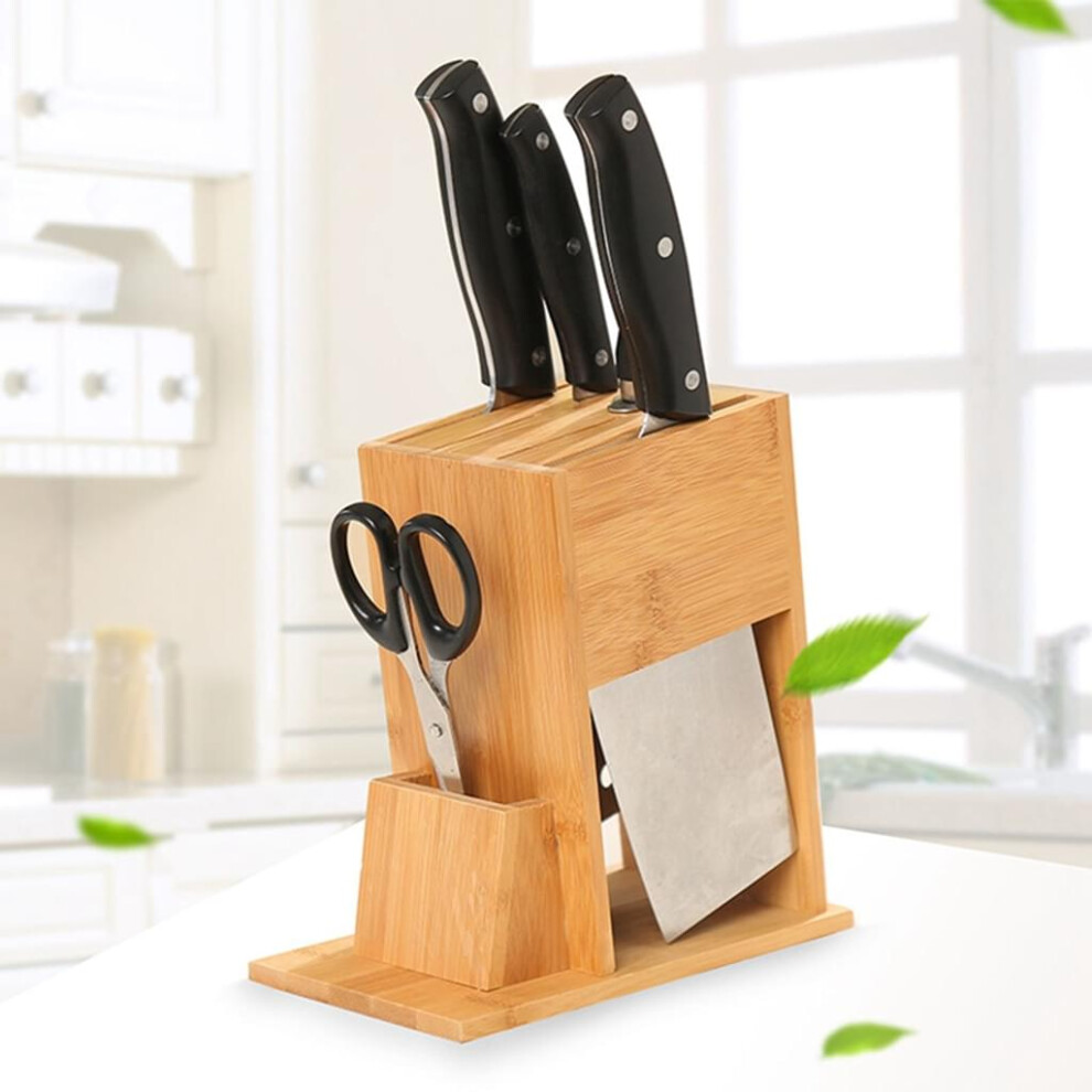 Knife Block Rubberwood - Knife Holder - Suitable for 5 Different Knives- 11 X 20.5 X 21 Cm