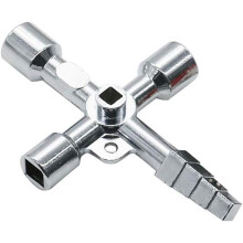 Universal Key With 5 Profiles, Set Of 1 - Triangular Key, Square Key, Electrical Cabinet Key