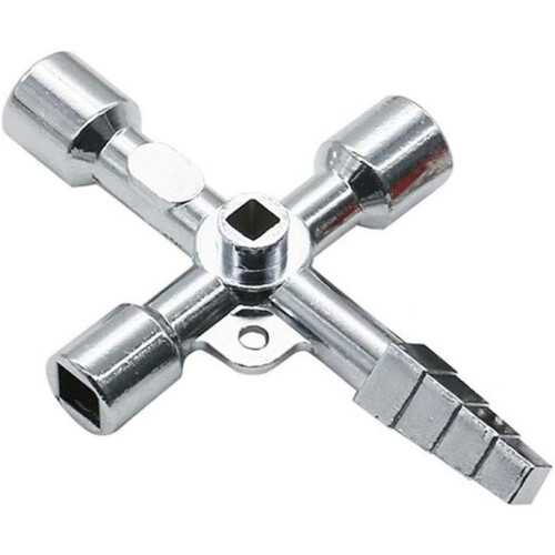 Universal Key With 5 Profiles, Set Of 1 - Triangular Key, Square Key, Electrical Cabinet Key