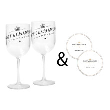 Moet & Chandon Clear Ice Imperial Champagne Glasses with Coasters [x2]