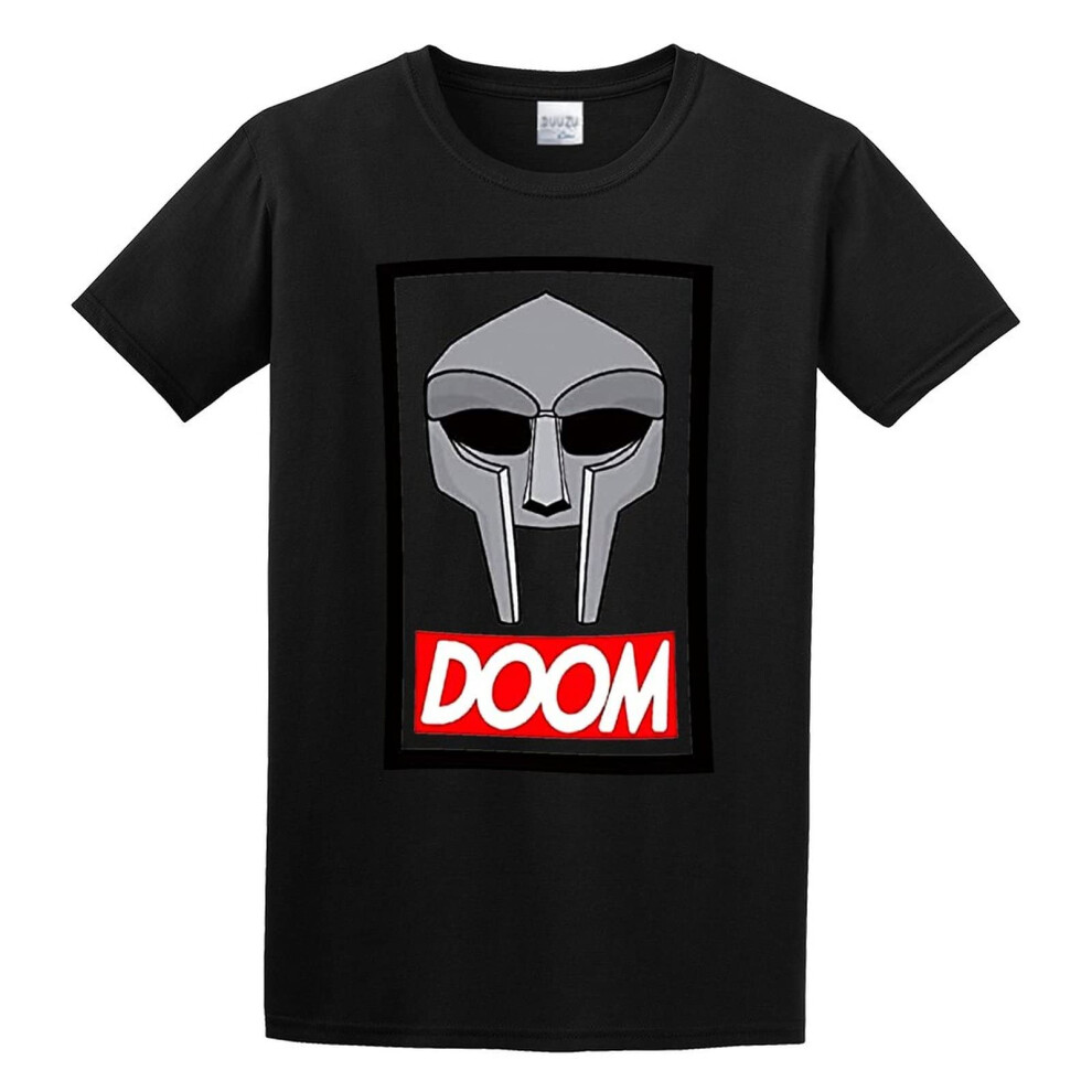 Men's Black (Xx-Large) Doom Madlib Quasimoto Logo Mask Dope Rap Hip Hop Regular Fit T Shirt