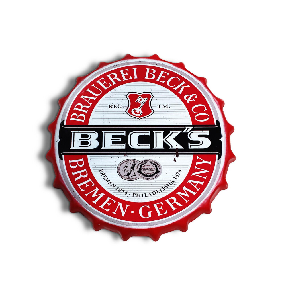 The Sharper Edge Ltd Becks Metal Bottle Top Sign For Pubs, Home Bars, Man Caves - 30Cm
