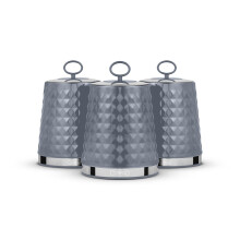 Tower Solitaire 3-Canister Set, Grey Stainless Steel, 1.3L, Airtight with Mirror Loop Lid - T826207GRY