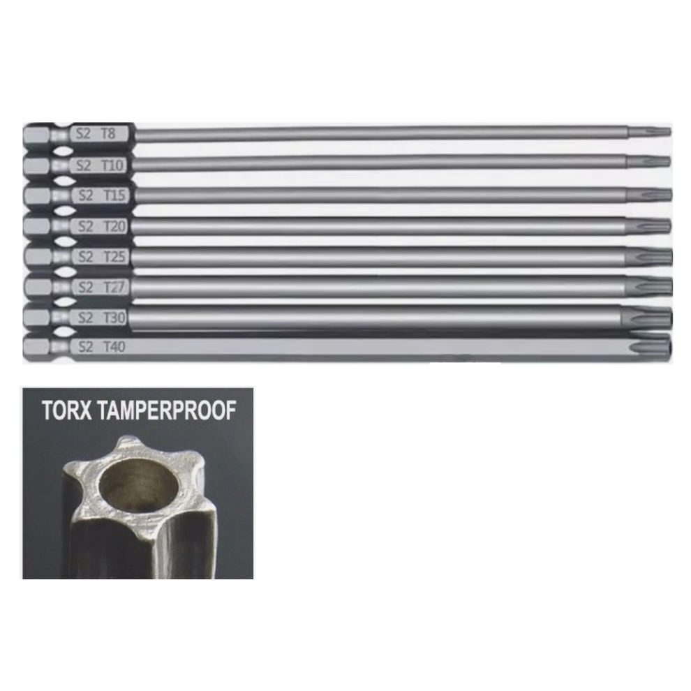 Gobest Extra Long 150Mm Torx Tamperproof Screwdriver Bits Set 8Pcs T8-T40 5060561110650