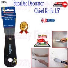 Decorator Chisel 1.5" Knife Polished Steel Blade Black Plastic Handle