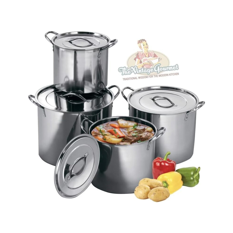 Vintage GourmetÂ® 14L Stainless Steel Stock Pot with Lid, 28cm x 24cm