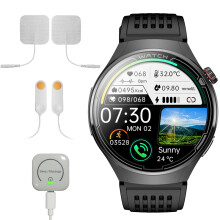 (Black Sleep Aid Massage) Smart Watch with Massage CES Sleep Aid ECG Blood Oxygen Glucose Monitor for iPhone Android