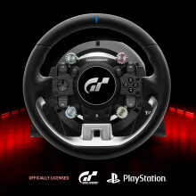 Thrustmaster T-GT II, offiziell lizenziertes Lenkrad für PlayStation 5 und Gran Turismo, mit 3 Tretkurbeln (PS4, PC-kompatibel)