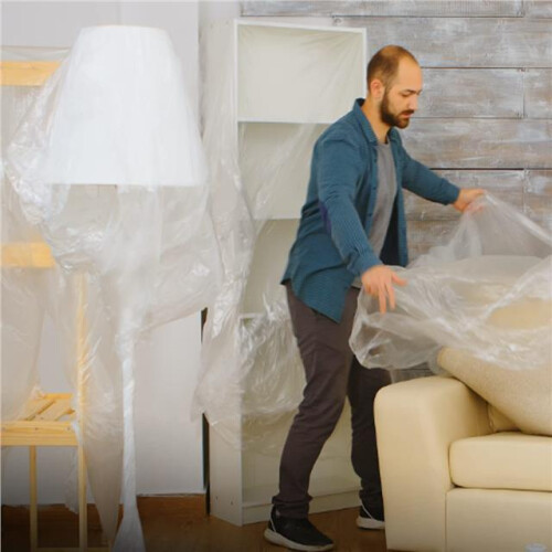 Decorating All Purpose Polythene Clear Dust Sheet 12' x 9' Pack 3 1