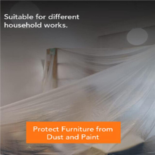 Decorating All Purpose Polythene Clear Dust Sheet 12' x 9' Pack 3 2