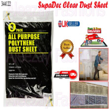 Decorating All Purpose Polythene Clear Dust Sheet 12' x 9' Pack 3
