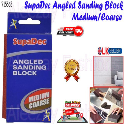 SupaDec Angled Sanding Block Medium/Coarse for Wood, Metal & Plastic