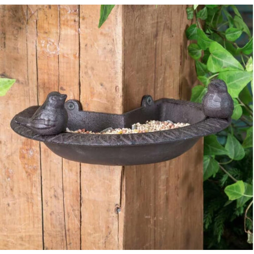 Garden Haven Cast Iron Corner Bird Bath & Feeder, 20cm, Rust-Resistant
