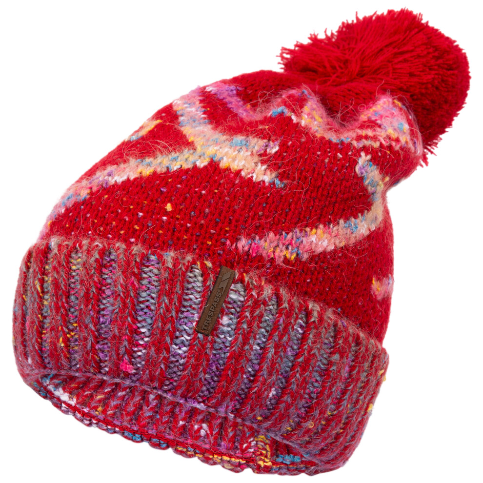 (EACH, Red) Trespass Womens Hat Knitted Pom Pom Diandra