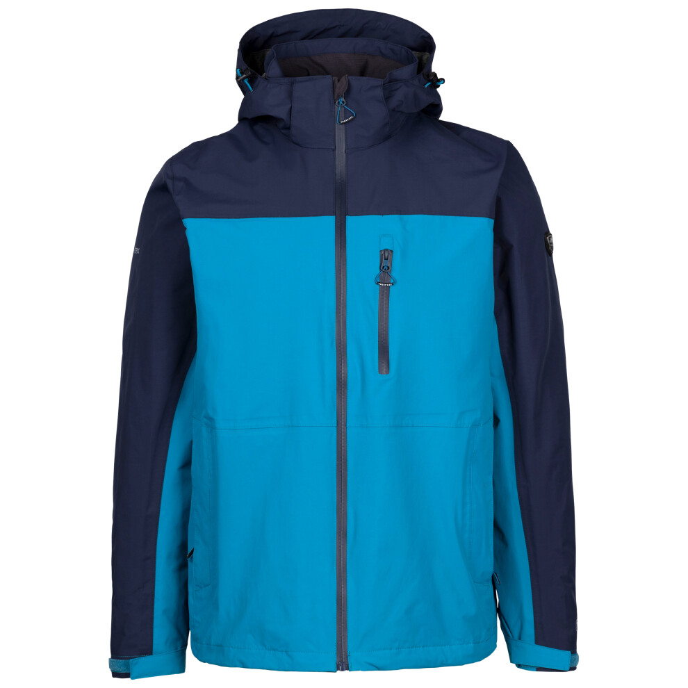 (XXL, Bondi Blue) Trespass Mens Waterproof Jacket Zip Hood Curbridge