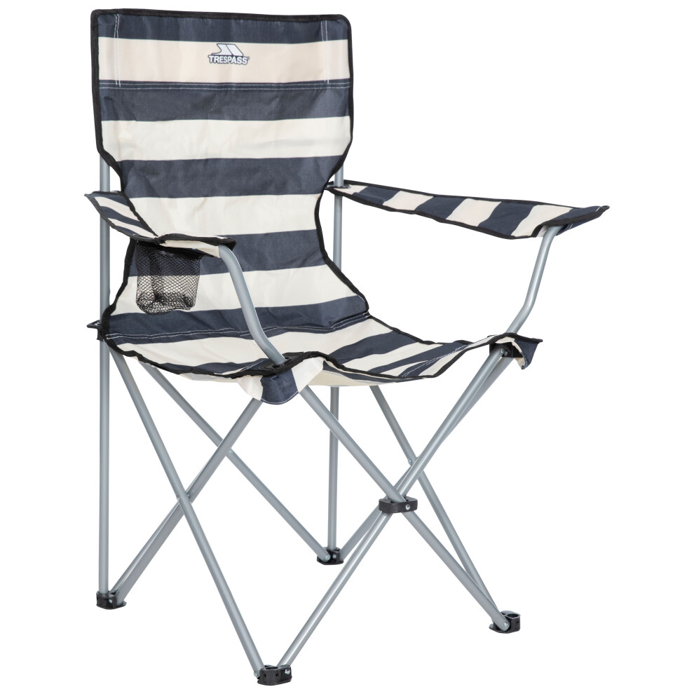 (EACH, Navy  Stripe) Trespass Adults Folding Camping Chair Cup Holder