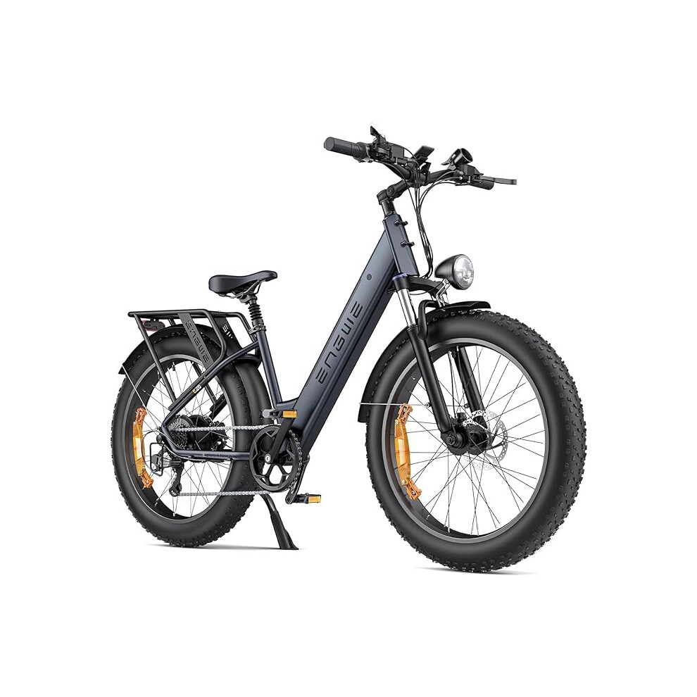 (Galaxy Grey) ENGWE E26 ST Electric Bike Step-Thru Adults 26"x4.0" Fat Tire,250W E Mountain Bike 48V 16Ah Battery Range Up 140KM, Speed-7 Dual Suspens