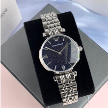 EMPORIO ARMANI AR11091 WOMENS WATCH SILVER STRAP BLUE DIAL SILVER CASE
