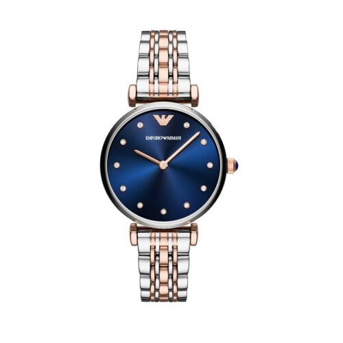 Armani ARMANI AR11092 WOMENS WATCH SILVER GOLD STRAP BLUE DIAL SILVER CASE 1