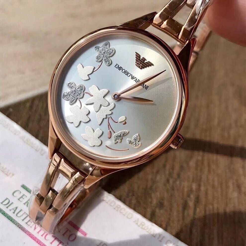 EMPORIO ARMANI AR11108 WOMENS WATCH ROSE GOLD STRAP WHITE DIAL