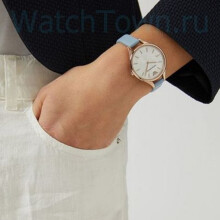 EMPORIO ARMANI AR11109 WOMENS WATCH BLUE LEATHER STRAP ROSE CASE