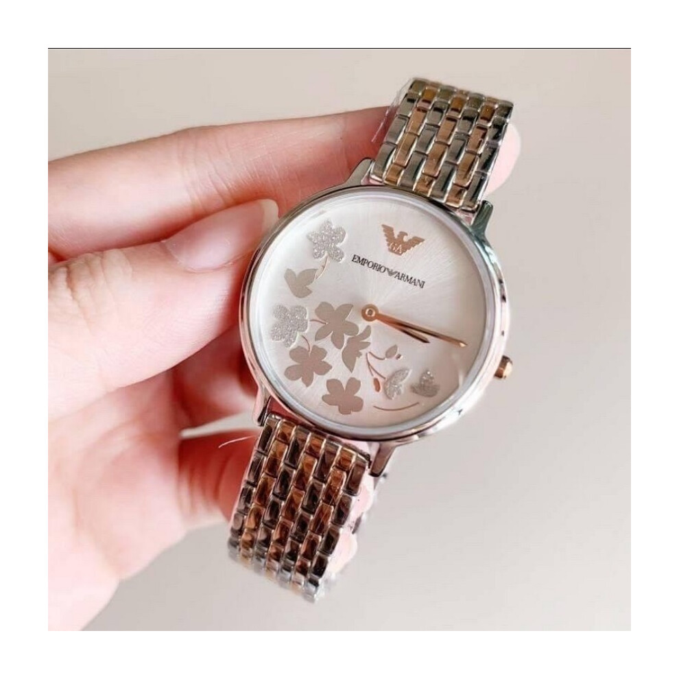EMPORIO ARMANI AR11113 WOMENS WATCH SILVER STRAP ROSE GOLD SILVER DIAL