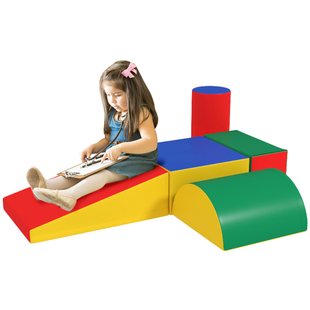 HOMCOM 5 Piece Soft Safe Foam Playset Climb And Crawl Activity Toy For Toddler