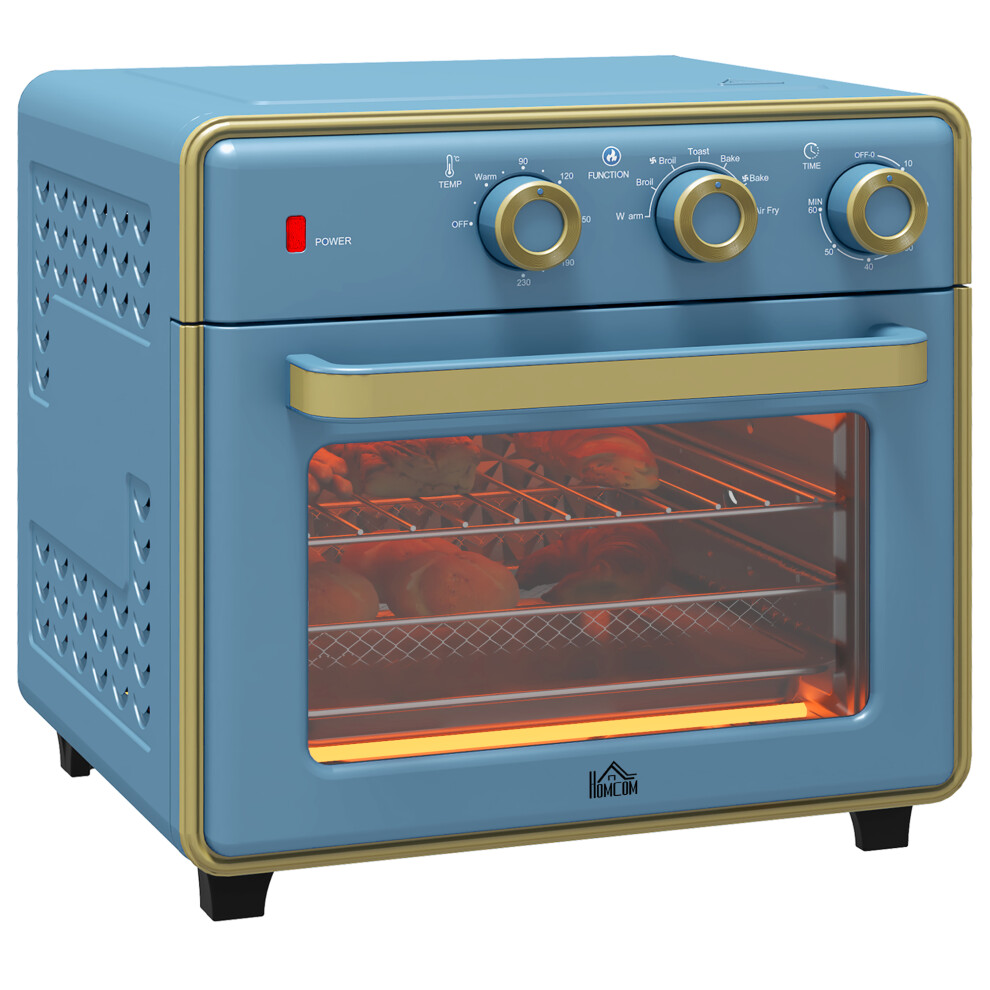 HOMCOM 20L Mini Oven With Adjustable Temperature, 60 Min Time 1400W, Blue