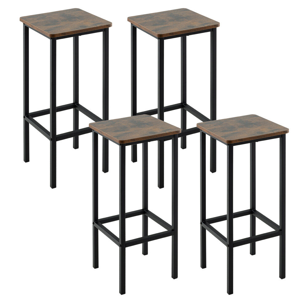 Set of 4 Bar Stool Set Industrial Counter Height Bar Chair w/ Footrest