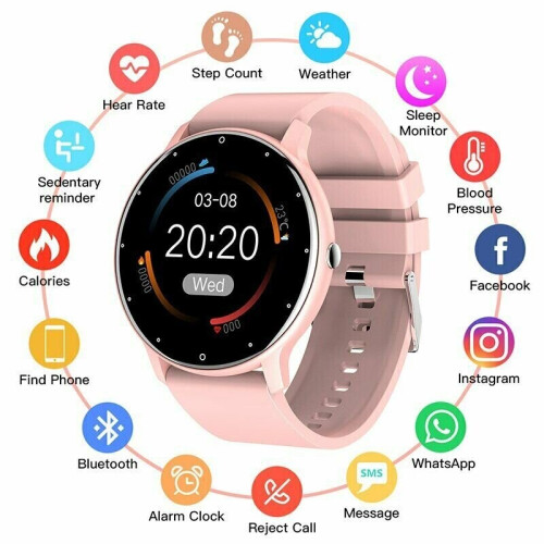 (Rose) Montre connectée Bluetooth ZL02D, tracker d'activité IP67 2