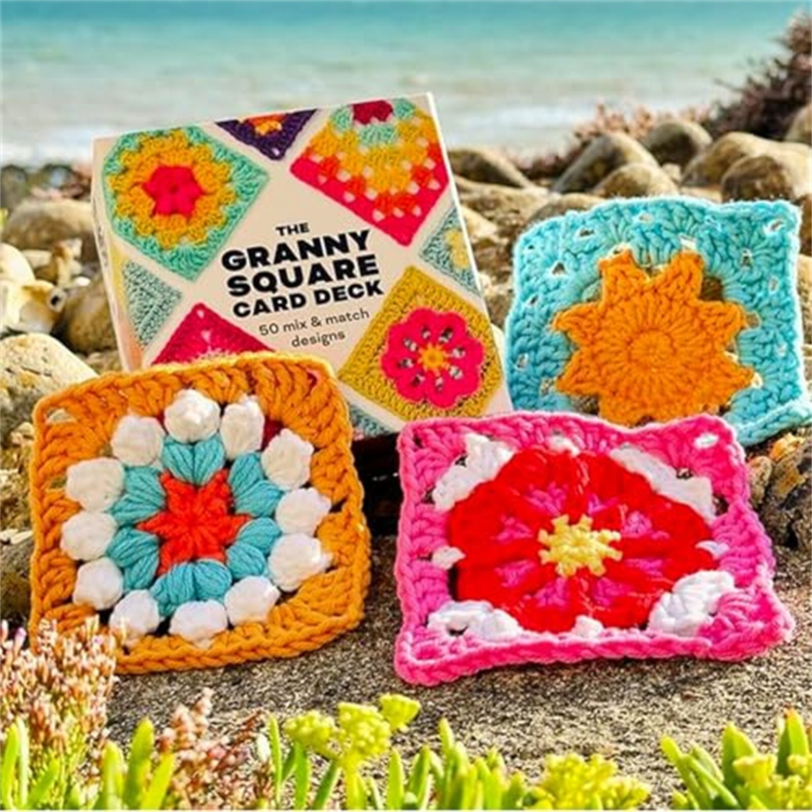 50 Mix & Matchs Designs The Granny Square Card Decks,Knitting Kit For