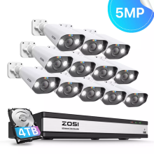 ZOSI 5MP POE CCTV Camera System Kit 4K 16CH NVR 4TB HDD Two Way Audio