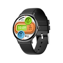 (Black Silicone) Women Smart Watch Bluetooth Call Blood Oxygen Health Monitor for iPhone Android