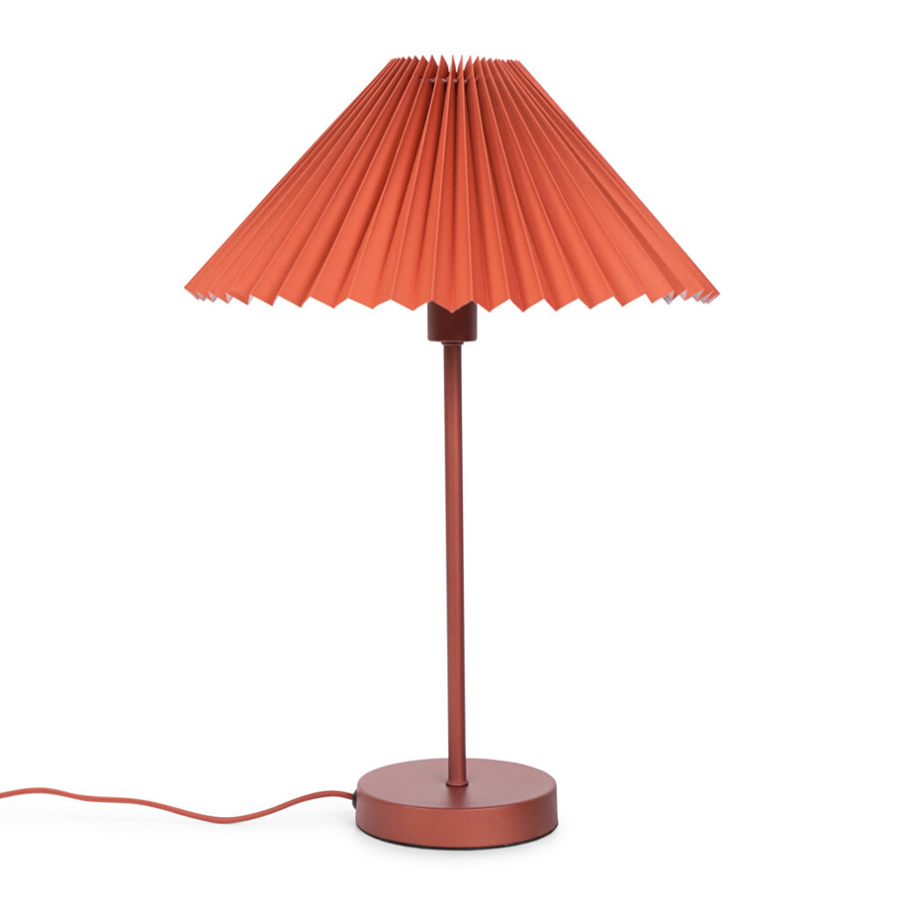 ValueLights Akira Burnt Orange Pleated Shade Side Table Lamp