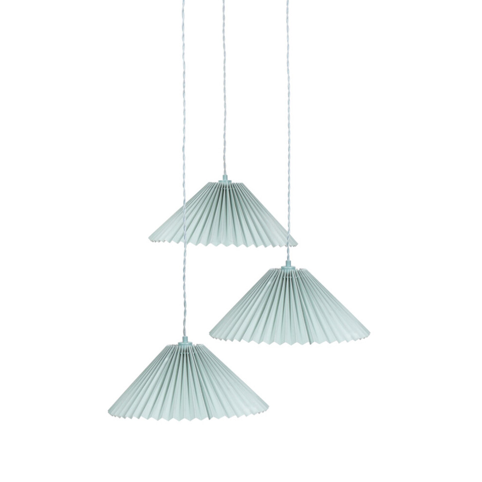 ValueLights Akira Blue Pleated 3 Way Triple Drop Ceiling Pendant Light