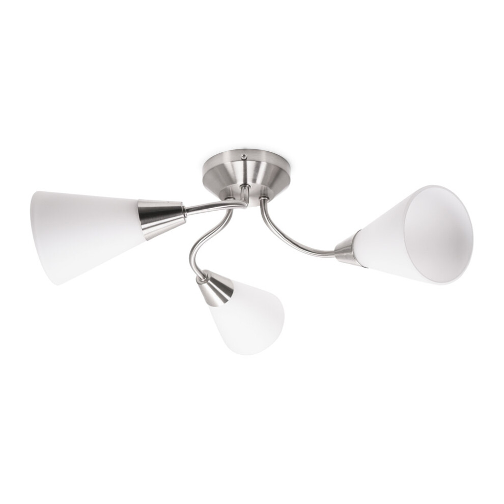 ValueLights Kristina 3 Way Silver Ceiling Light with Frosted Shades